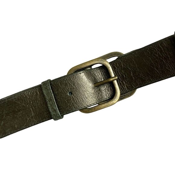 Vtg Suzi Roher Leather Belt Small Womens Green Metallic Brass Abel Canada 1.5\